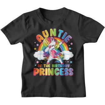 Auntie Of The Birthday Princess Girl N Dabbing Unicorn Youth T-shirt - Thegiftio UK