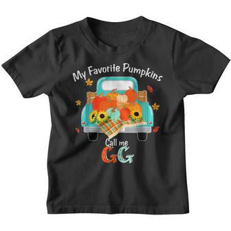 Autumn Halloween Fall My Favorite Pumpkin Call Me Gg Youth T-shirt - Thegiftio UK