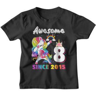 Awesome Since 2015 Dabbing Unicorn 8 Year Old Birthday Girl Youth T-shirt - Thegiftio UK