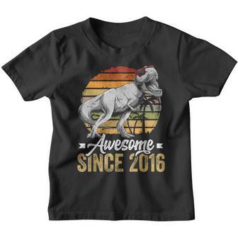 Awesome Since 2016 6 Years Old 6Th Birthday Trex Dinosaur Youth T-shirt - Thegiftio UK