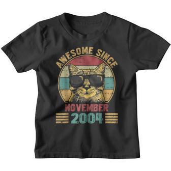 Awesome Since November 2004 18 Years Old Gifts Cat Lovers Youth T-shirt - Thegiftio UK