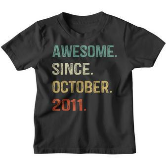 Awesome Since October 2011 11Th Birthday 11 Years Old Gifts Youth T-shirt - Thegiftio UK