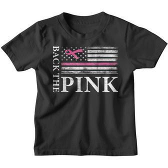 Back The Pink Ribbon Flag Breast Cancer Awareness Youth T-shirt - Thegiftio UK