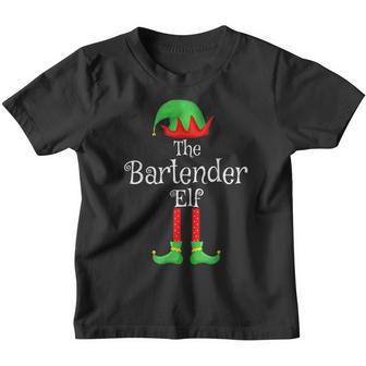 Bartender Elf Matching Family Group Christmas Party Pajama Youth T-shirt - Thegiftio UK