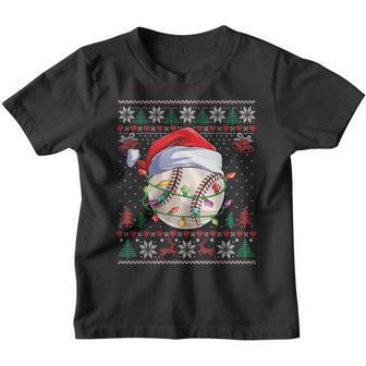 Baseball Christmas Ugly Sweater Funny Santa Sport Men Kids Youth T-shirt - Thegiftio UK