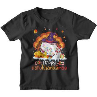Baseball Happy Hallothanksmas Thanksgiving Christmas Gifts V2 Youth T-shirt - Thegiftio UK