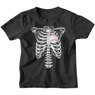 Baseball Heart Skeleton Rib Cage Halloween Love Baseball Youth T-shirt - Thegiftio UK