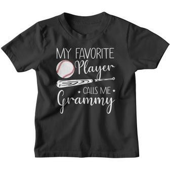 Baseball My Favorite Player Calls Me Grammy Grandma Gift Youth T-shirt - Thegiftio UK