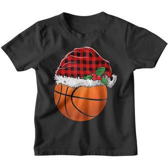 Basketball Christmas Santa Red Plaid Xmas Pajamas Boys Men Youth T-shirt - Thegiftio UK