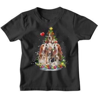 Basset Hound Christmas Tree Ornament Santa Hat Xmas Gifts Youth T-shirt - Thegiftio UK