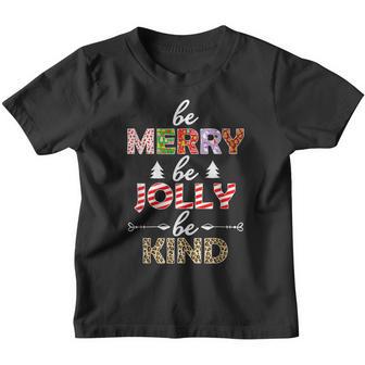 Be Merry Be Jolly Be Kind Christmas Tree Family Christmas Youth T-shirt - Thegiftio UK