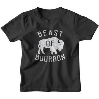 Beast Of Bourbon Drinking Whiskey Design Bison Buffalo Party Youth T-shirt - Thegiftio UK