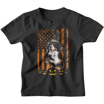 Bernese Mountain Dog Pumpkin American Flag Vintage Halloween Youth T-shirt - Thegiftio UK