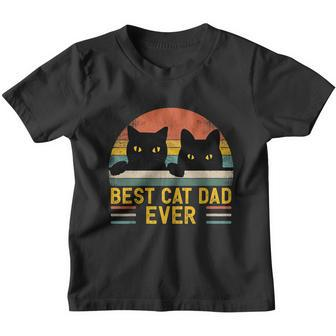 Best Cat Dad Ever Vintage Retro Style Black Cats Lover Tshirt Youth T-shirt - Monsterry AU