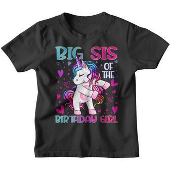 Big Sis Of The Birthday Girl Flossing Unicorn Big Sister Youth T-shirt - Thegiftio UK