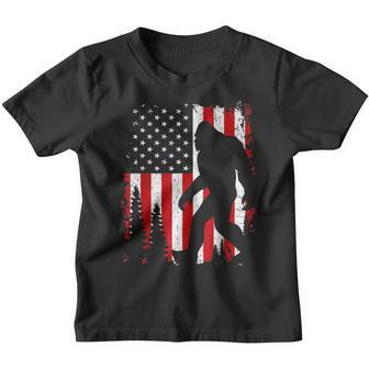 Bigfoot 4Th Of July American Usa Flag Patriotic Kids Youth T-shirt | Mazezy DE