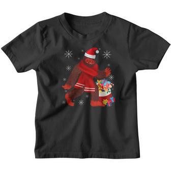 Bigfoot Christmas Shirt Sasquatch Santa Red Scarf Toys Gift Youth T-shirt - Thegiftio UK