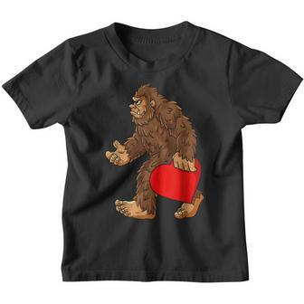 Bigfoot Heart Valentines Day Boys Girls Kids Sasquatch Youth T-shirt - Thegiftio UK