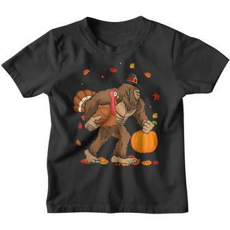 Bigfoot Pilgrim Turkey Pumpkin Thanksgiving Day For Boys Men V2 Youth T-shirt - Thegiftio UK