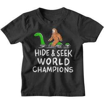 Bigfoot Riding Loch Ness Monster Gift For A Champion V2 Youth T-shirt - Thegiftio UK
