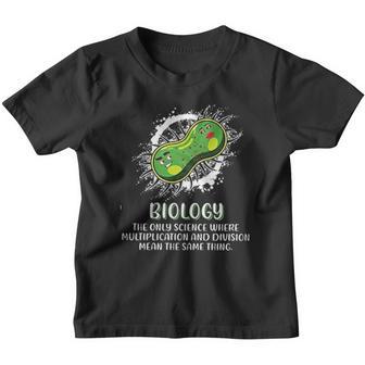 Biology Pun Multiplication And Division Funny Science Youth T-shirt - Thegiftio UK