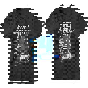 Birthday Boy Shirt For 4 Year Old Freeze Put Your Hands Up Youth T-shirt | Mazezy