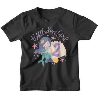 Birthday Girl 2Nd Birthday Mermaid Girl 2 Years Old V2 Youth T-shirt - Thegiftio UK