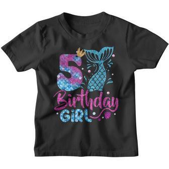 Birthday Mermaid 5 Years Old Girl Mermaid 5Th Birthday Gift Youth T-shirt - Thegiftio UK