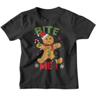 Bite Me Gingerbread Man Funny Cookie Christmas Gifts For Kid Youth T-shirt - Thegiftio UK