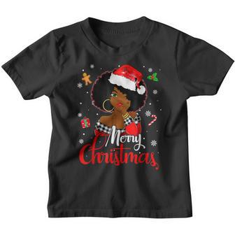 Black African Girl American Melanin Christmas Santa Hat Xmas V15 Youth T-shirt - Thegiftio UK