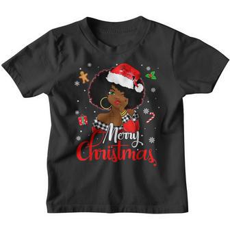 Black African Girl American Melanin Christmas Santa Hat Xmas V4 Youth T-shirt - Thegiftio UK