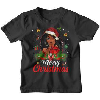 Black African Girl American Melanin Santa Christmas Pajama Youth T-shirt - Thegiftio UK