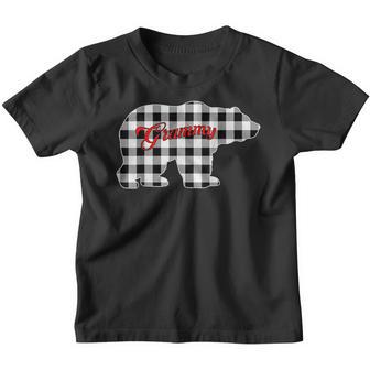 Black And White Buffalo Plaid Grammy Bear Christmas Pajama Youth T-shirt - Thegiftio UK