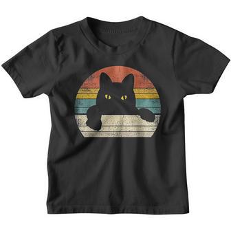 Black Cat Vintage Retro Style Cats Lover V2 Youth T-shirt - Thegiftio UK