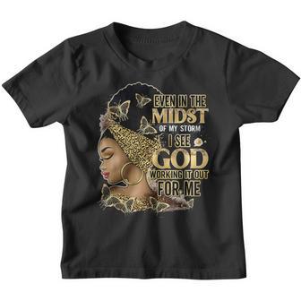 Black Girl Even In The Midst Of Storm Black Womens Flower Youth T-shirt - Thegiftio UK