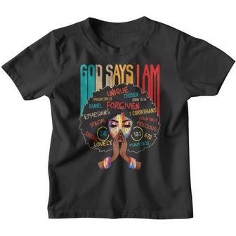 Black Girl God Says I Am Black Melanin History Month Pride V9 Youth T-shirt - Thegiftio UK