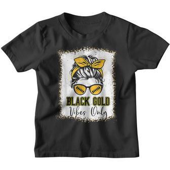 Black Gold Vibes Only Football Women Leopard Football V4 Youth T-shirt - Thegiftio UK
