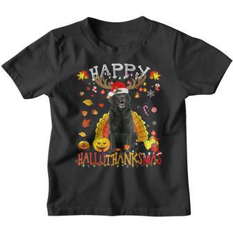 Black Lab Happy Hallothanksmas Halloween Thanksgiving Xmas Youth T-shirt - Thegiftio UK