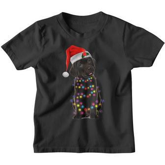 Black Lab Labrador Christmas Light Santa Hat Pajama Dog Xmas Youth T-shirt - Thegiftio UK