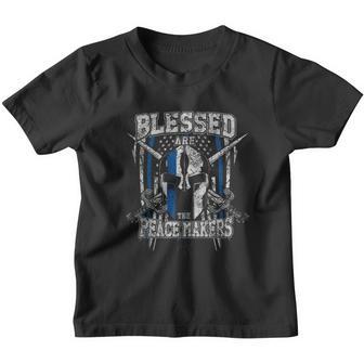 Blessed Are The Peacemakers Thin Blue Line Shirt Youth T-shirt - Thegiftio UK