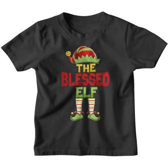 Blessed Elf Family Matching Group Christmas Pajamas Youth T-shirt - Thegiftio UK