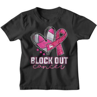 Block Out Cancer Volleyball Player Breast Cancer Awraness Youth T-shirt - Thegiftio UK