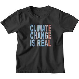 Blue Red Global Warming Stripes Climate Change Is Real Youth T-shirt - Thegiftio UK