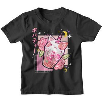 Boba Tea Cat Bubble Tea Kawaii Anime Japanese Girls Nager V3 Youth T-shirt - Thegiftio UK
