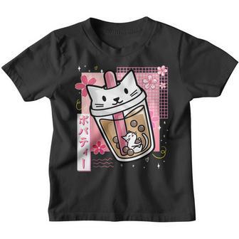 Boba Tea Cat Bubble Tea Kawaii Anime Japanese Girls Nager V7 Youth T-shirt - Thegiftio UK