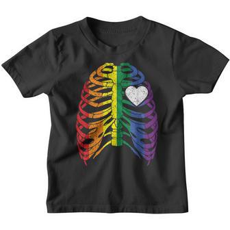 Body Skeleton Heart Rainbow Gay Pride Lgbtq Lgbt Pride Month Youth T-shirt - Thegiftio UK