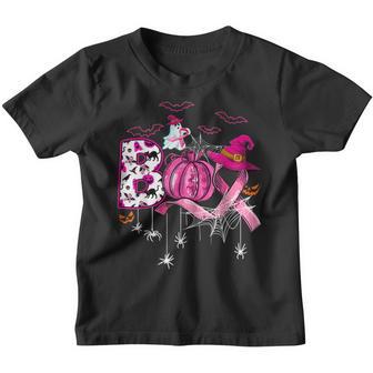 Boo Halloween Pumpkin Pink Ribbon Witch Breast Cancer V3 Youth T-shirt - Thegiftio UK