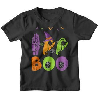 Boo Hands American Sign Language Pride Asl Halloween Youth T-shirt - Thegiftio UK