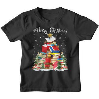 Books Christmas Tree Reading Book Lover Pajama Funny Youth T-shirt - Thegiftio UK