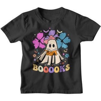 Booooks Cute Ghost Boo Reading Books Funny Halloween 2022 V2 Youth T-shirt - Thegiftio UK